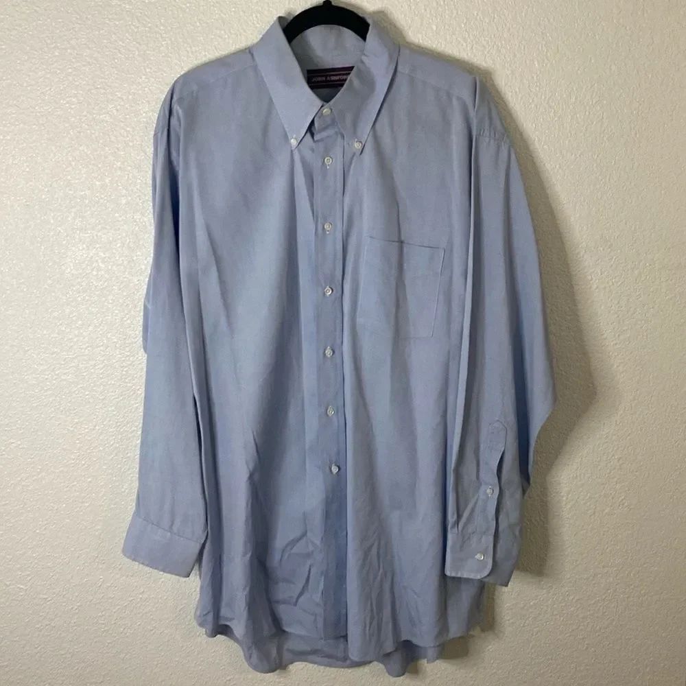 John Ashford- Light blue button up dress shirt- Size 17.5 34